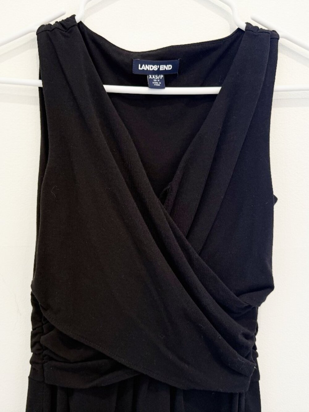 Land’s End Black Faux Wrap Short Jersey Dress
